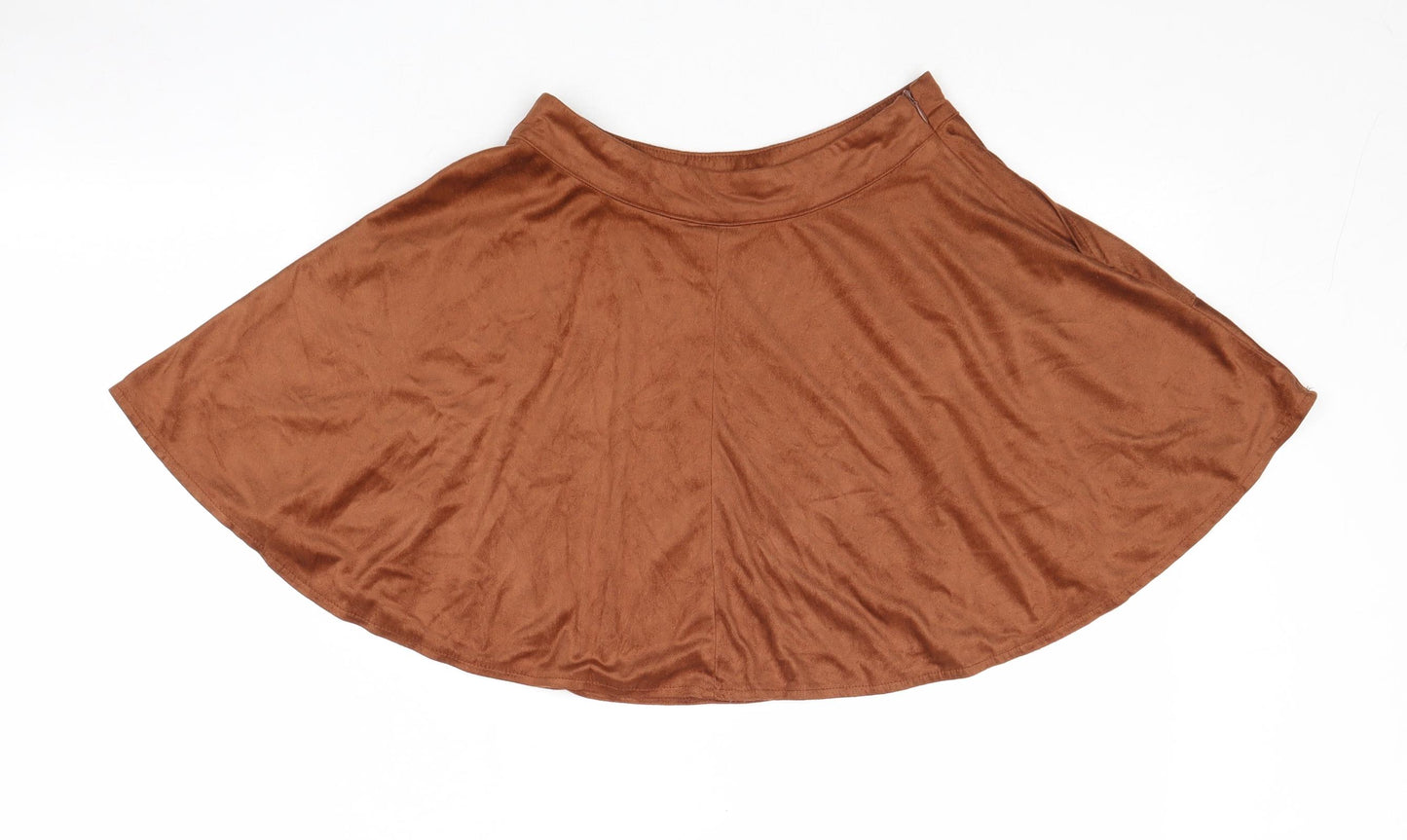 Cider Womens Brown Polyester Skater Skirt Size XS Zip