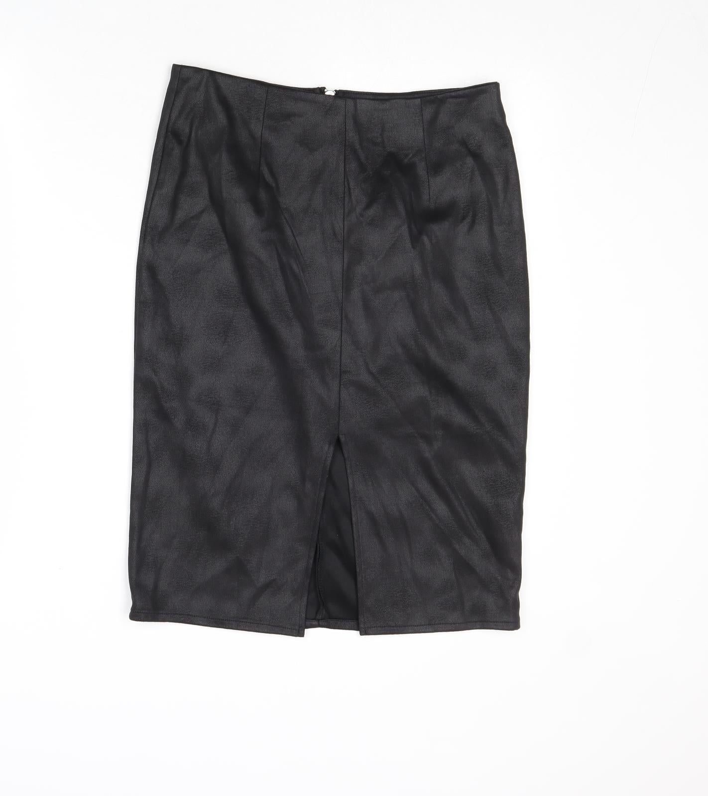 Glamorous Womens Black Polyester Straight & Pencil Skirt Size M Zip