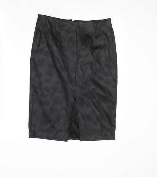 Glamorous Womens Black Polyester Straight & Pencil Skirt Size M Zip