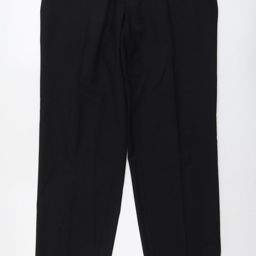 NEXT Mens Black Wool Trousers Size 36 in L31 in Regular Button