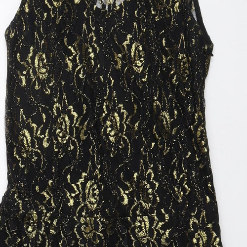 PARISIAN SIGNATURE Womens Black Nylon Mini Size 12 Boat Neck Pullover - Lace Top