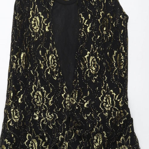 PARISIAN SIGNATURE Womens Black Nylon Mini Size 12 Boat Neck Pullover - Lace Top