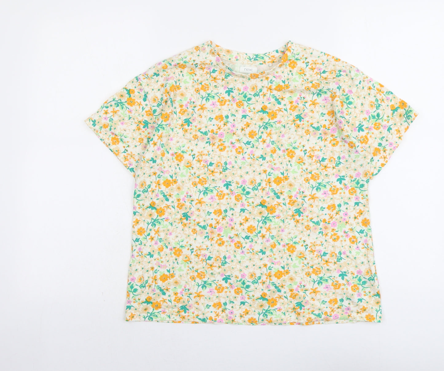 NEXT Girls Multicoloured Floral Cotton Pullover T-Shirt Size 11 Years Crew Neck Pullover