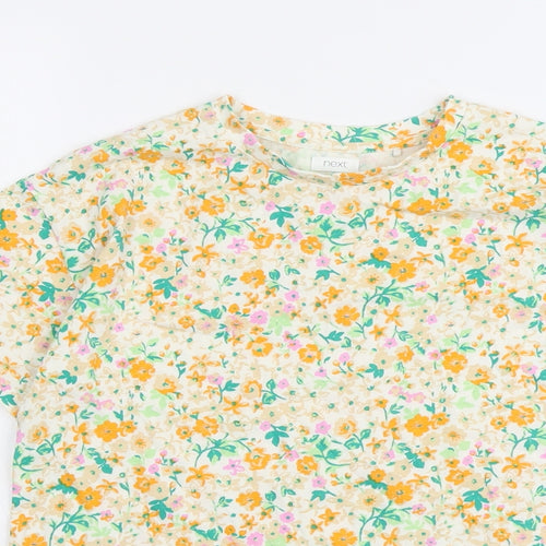 NEXT Girls Multicoloured Floral Cotton Pullover T-Shirt Size 11 Years Crew Neck Pullover