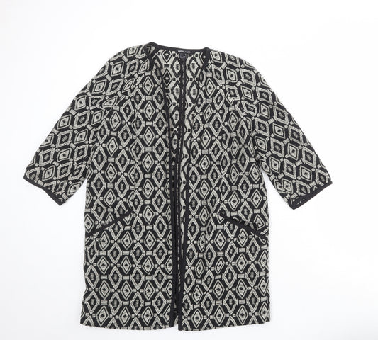 Suite Blanco Womens Black Geometric Kimono Jacket Size XS