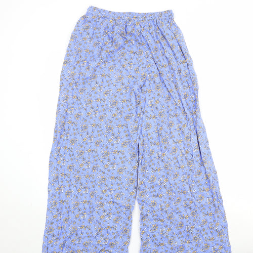 Marks and Spencer Girls Blue Floral Viscose Jogger Trousers Size 12-13 Years Regular Pullover