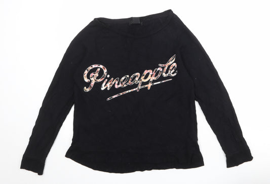 Oasis Womens Black Viscose Pullover Sweatshirt Size S Pullover - Pineapple