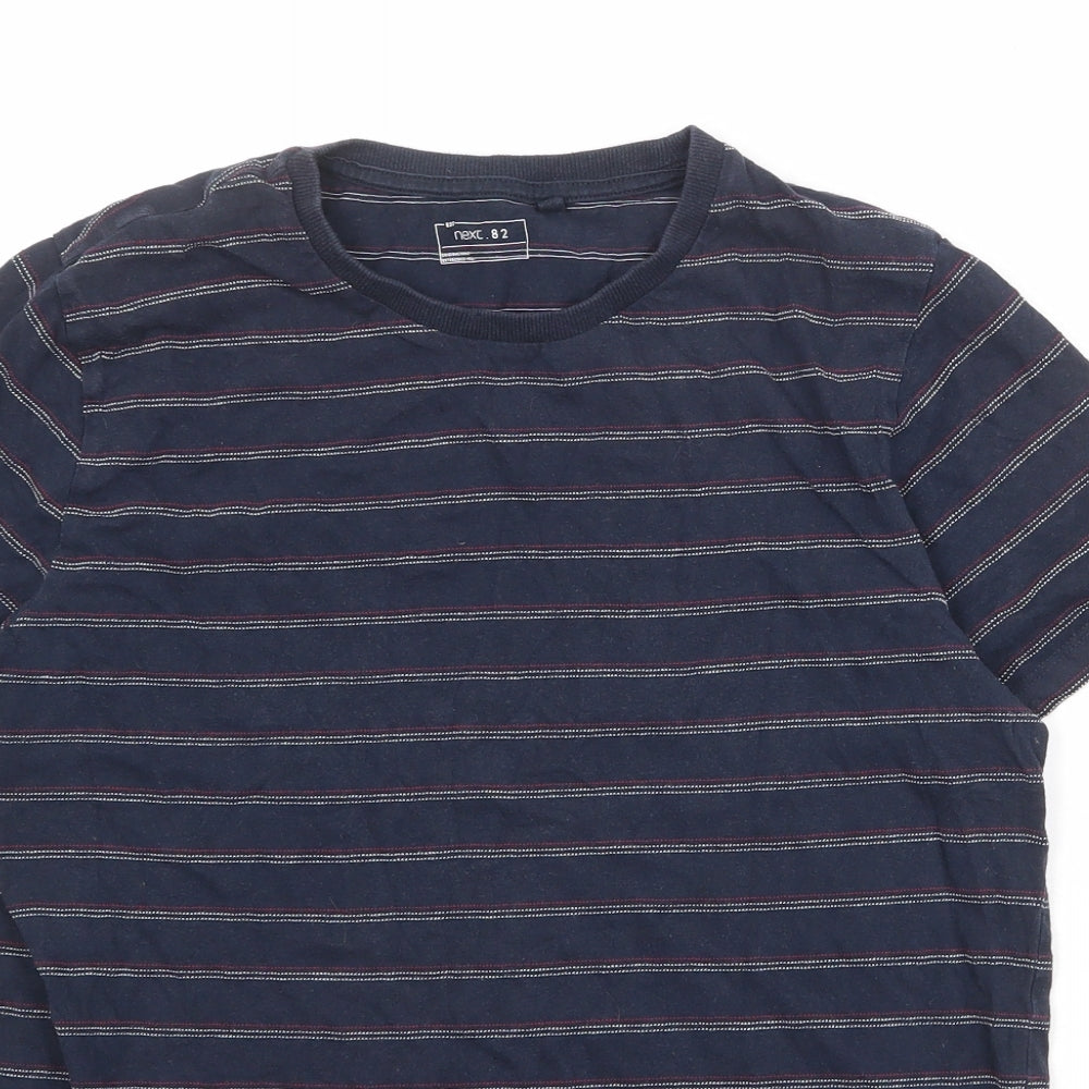 NEXT Boys Blue Striped 100% Cotton Pullover T-Shirt Size 14 Years Crew Neck Pullover