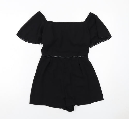 In the Style Womens Black Polyester Playsuit One-Piece Size 6 Zip