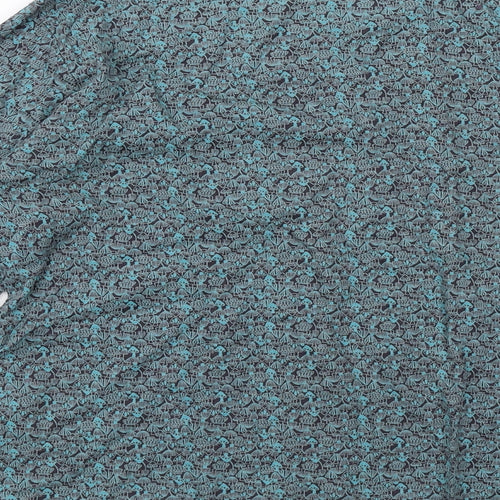 Mistral Womens Blue Geometric Cotton Basic T-Shirt Size 10 Round Neck