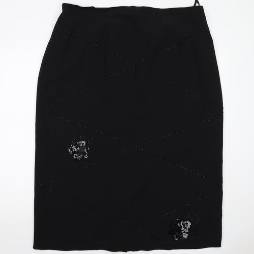 Bella Rigura Womens Black Polyester A-Line Skirt Size 22 Zip