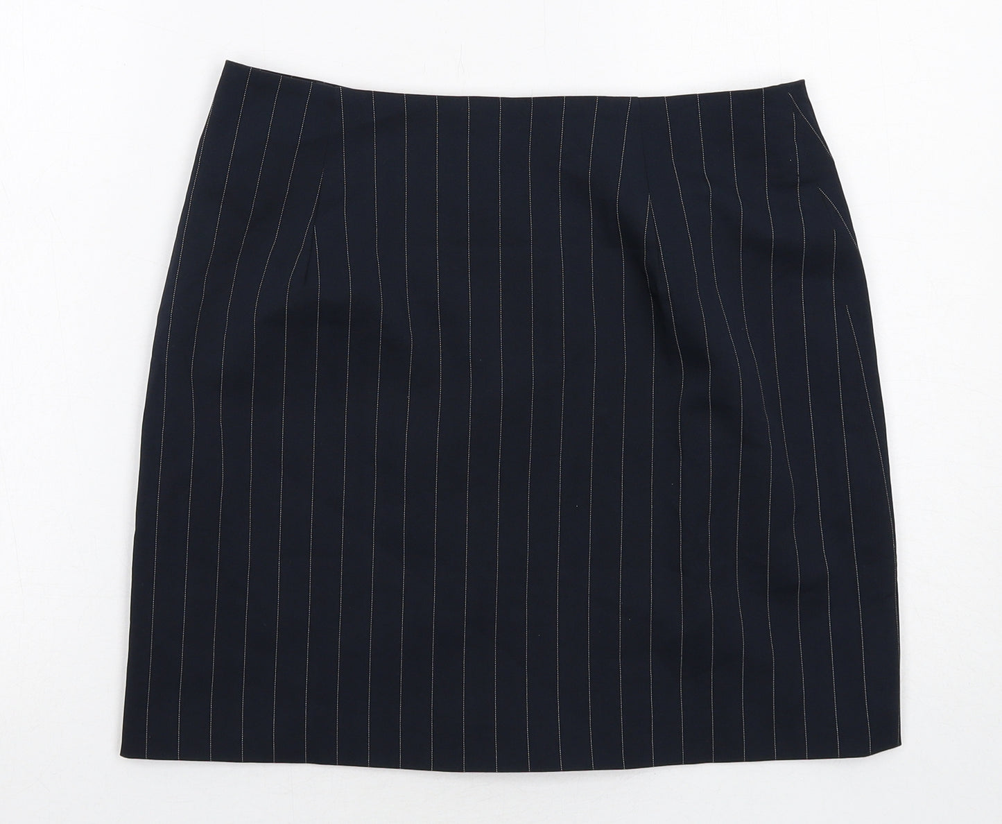 COLLUSION Womens Blue Striped Polyester A-Line Skirt Size 12 Button