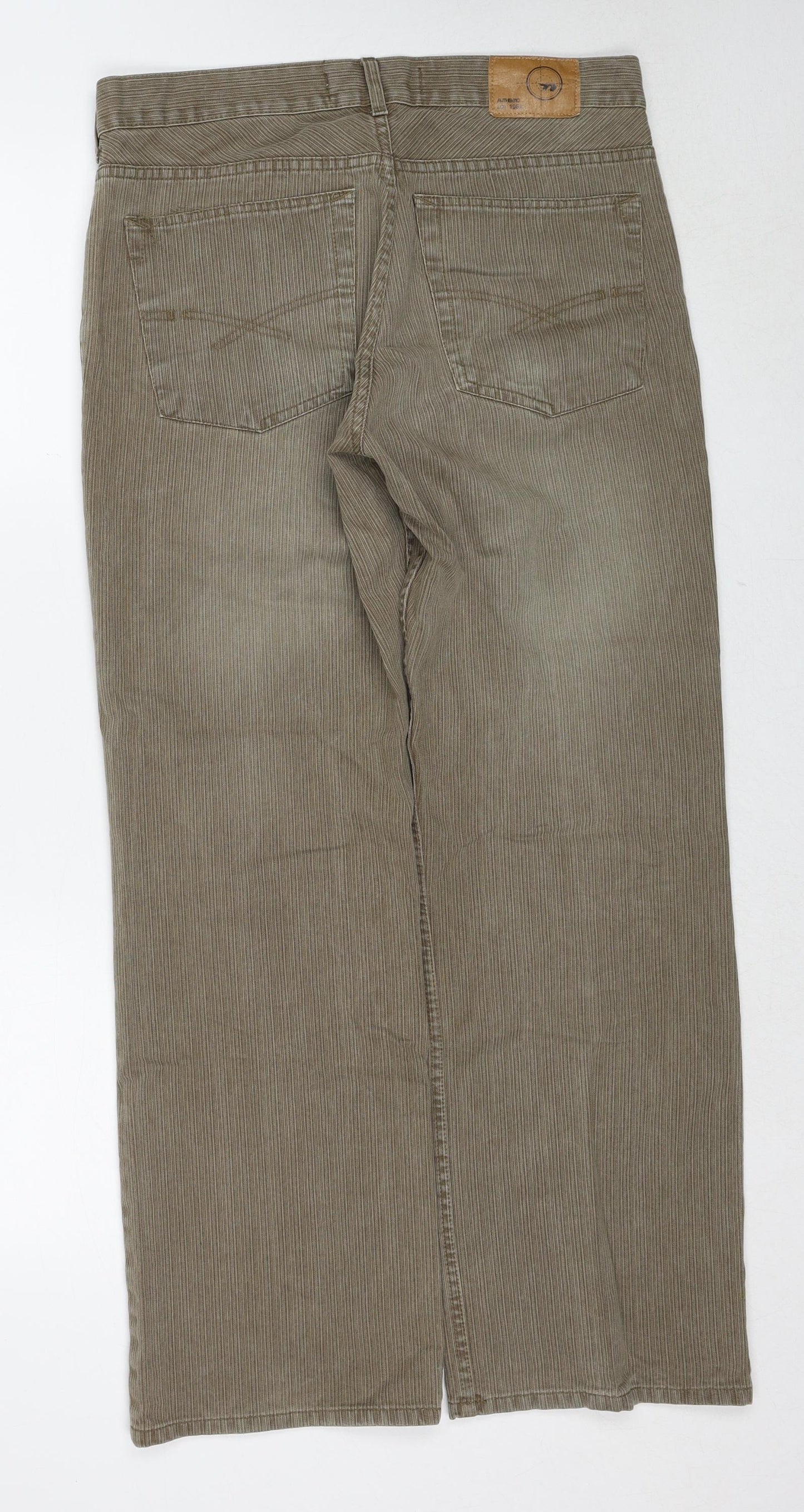 NEXT Mens Beige Cotton Straight Jeans Size 34 in Regular Zip