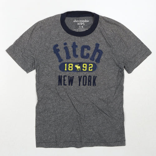 abercrombie kids Boys Grey Cotton Pullover T-Shirt Size 7-8 Years Crew Neck Pullover