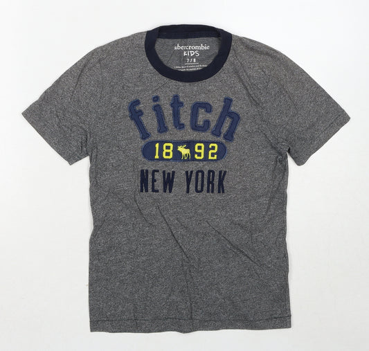 abercrombie kids Boys Grey Cotton Pullover T-Shirt Size 7-8 Years Crew Neck Pullover