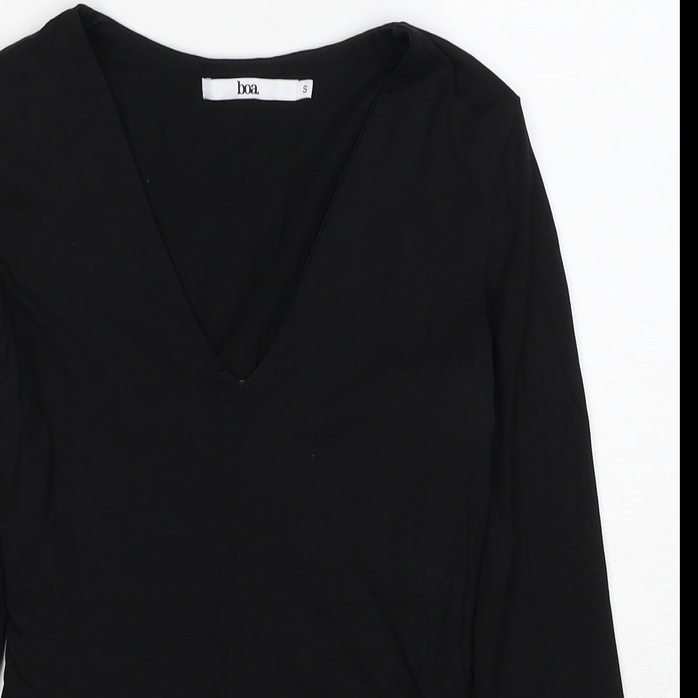 Boa Womens Black Polyester Bodysuit One-Piece Size S Snap