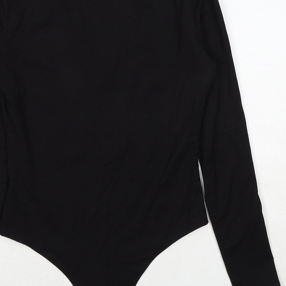 Boa Womens Black Polyester Bodysuit One-Piece Size S Snap