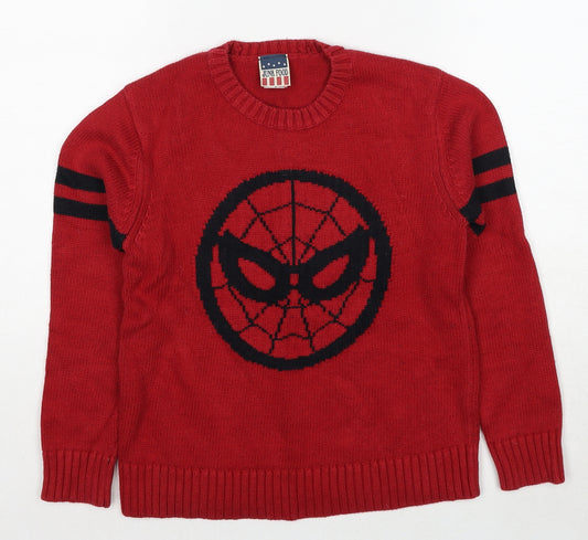 Junk Food Boys Red Crew Neck Cotton Pullover Jumper Size S Pullover - Spider-Man