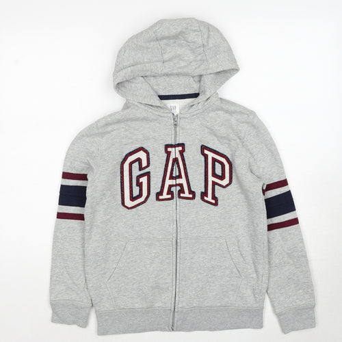 Gap Boys Grey Cotton Full Zip Hoodie Size 12-13 Years Zip