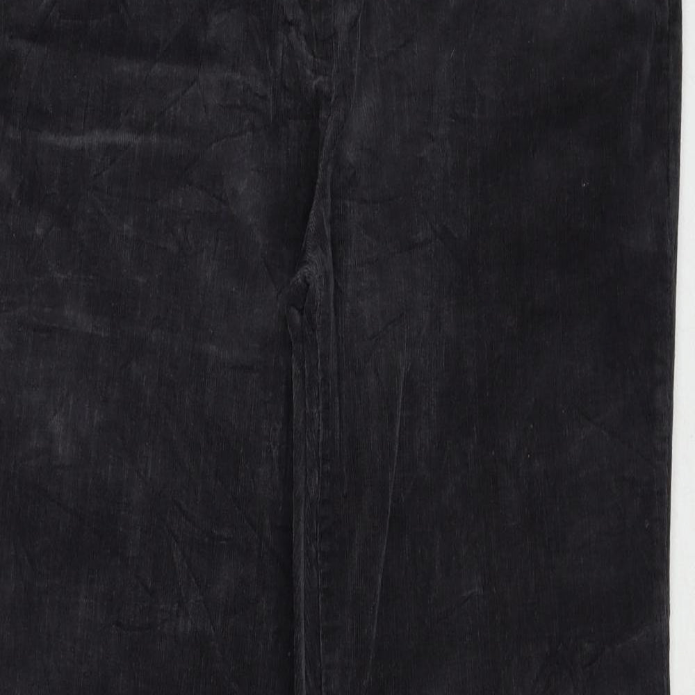 Laura Ashley Womens Grey Herringbone Cotton Trousers Size 12 Regular Zip