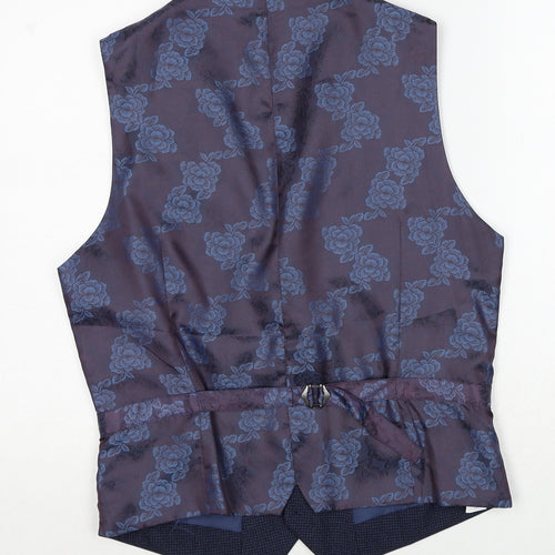 Burton Mens Blue Geometric Polyester Jacket Suit Waistcoat Size M Regular