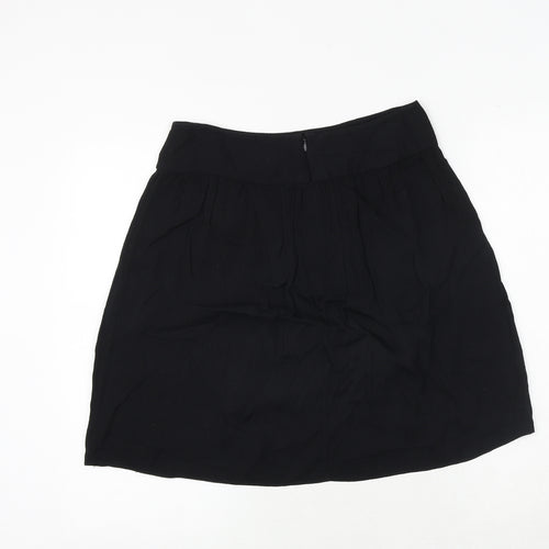 The White Company Womens Black Cotton A-Line Skirt Size 6 Zip