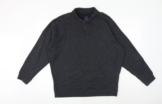 One Valley Mens Grey Cotton Pullover Sweatshirt Size L
