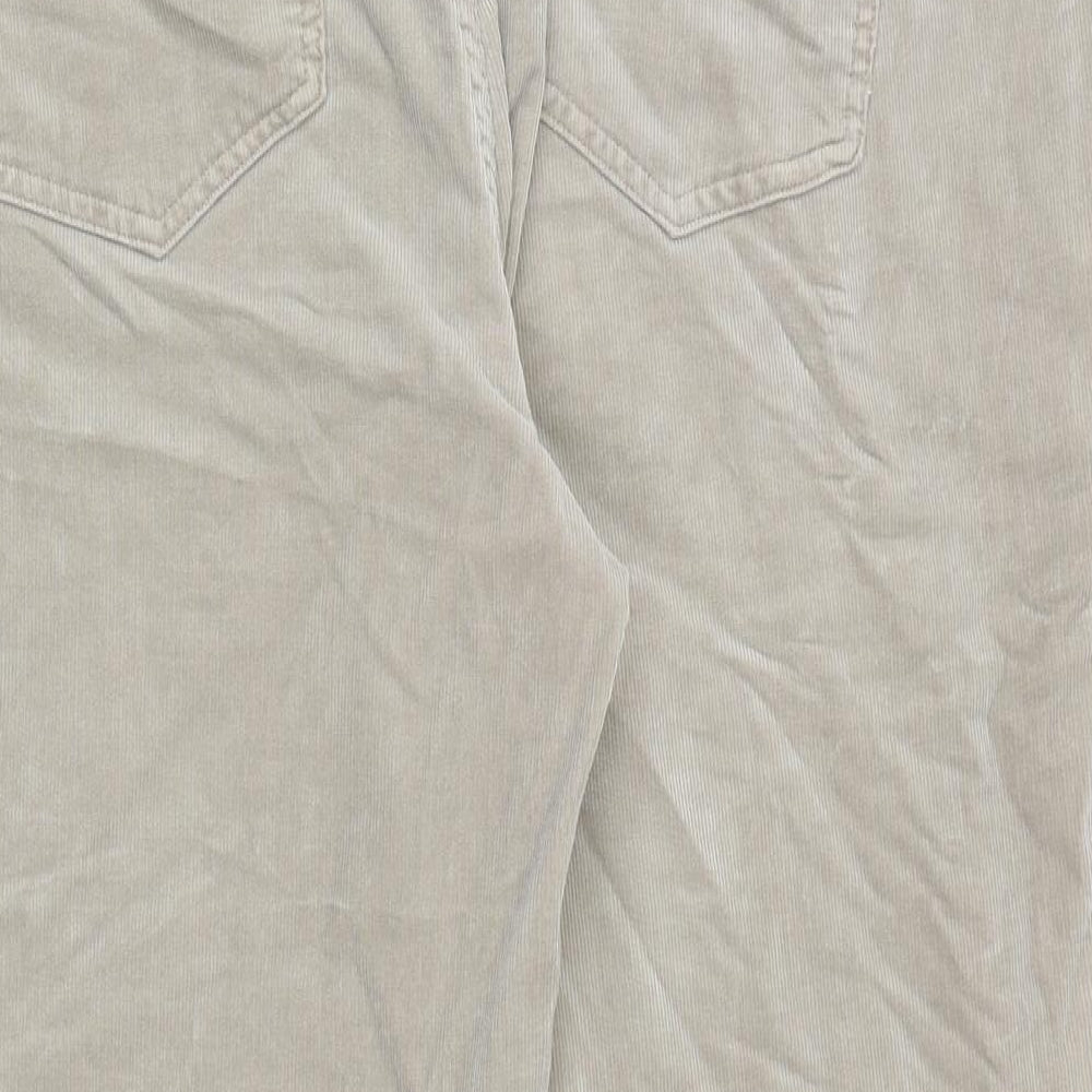 Marks and Spencer Womens Beige Cotton Trousers Size 22 Regular Zip