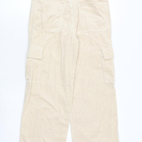 Marks and Spencer Girls Beige 100% Cotton Cargo Trousers Size 10-11 Years Regular Zip