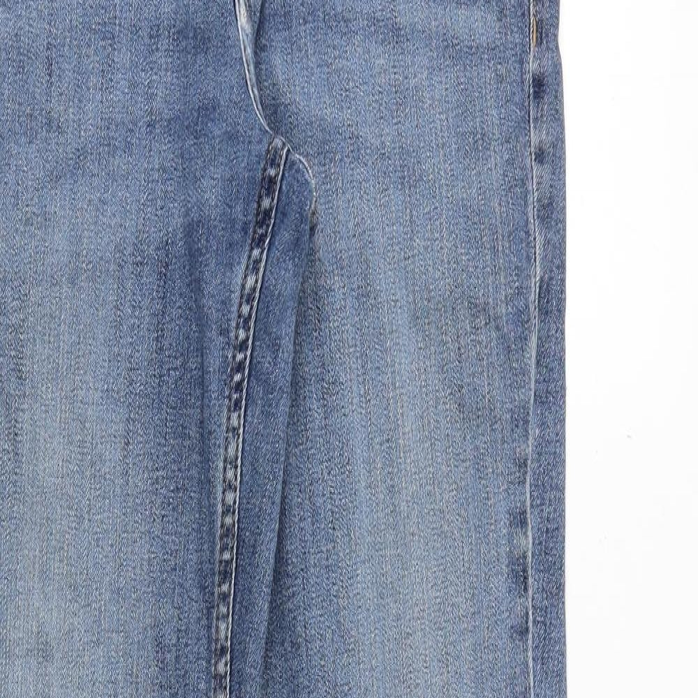Marks and Spencer Womens Blue Cotton Bootcut Jeans Size 8 Slim Zip