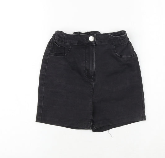 Candy Couture Girls Black Cotton Mom Shorts Size 12 Years Regular Zip