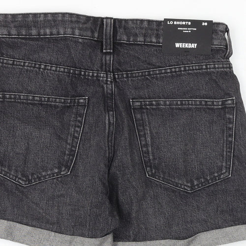 Weekday Womens Grey 100% Cotton Basic Shorts Size 8 Regular Zip