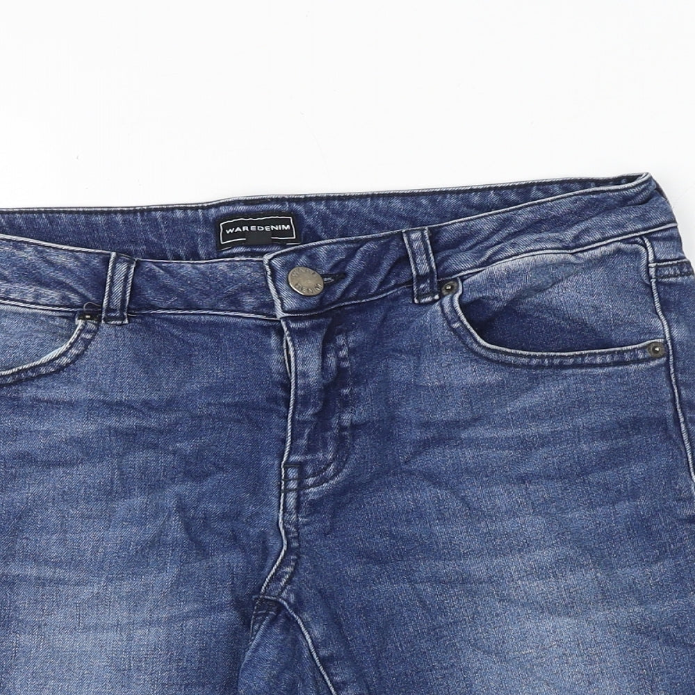 Waredenim Womens Blue Cotton Cut-Off Shorts Size 10 Regular Zip