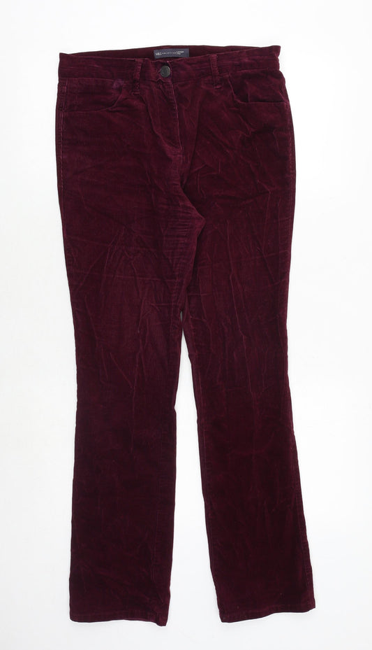 Marks and Spencer Womens Red Cotton Trousers Size 8 Regular Zip