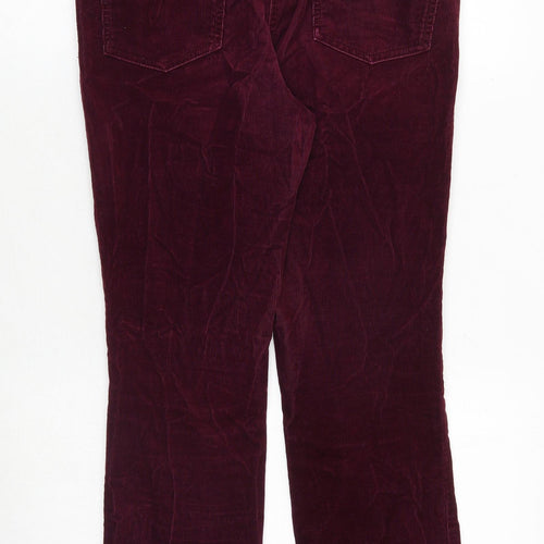 Marks and Spencer Womens Red Cotton Trousers Size 8 Regular Zip