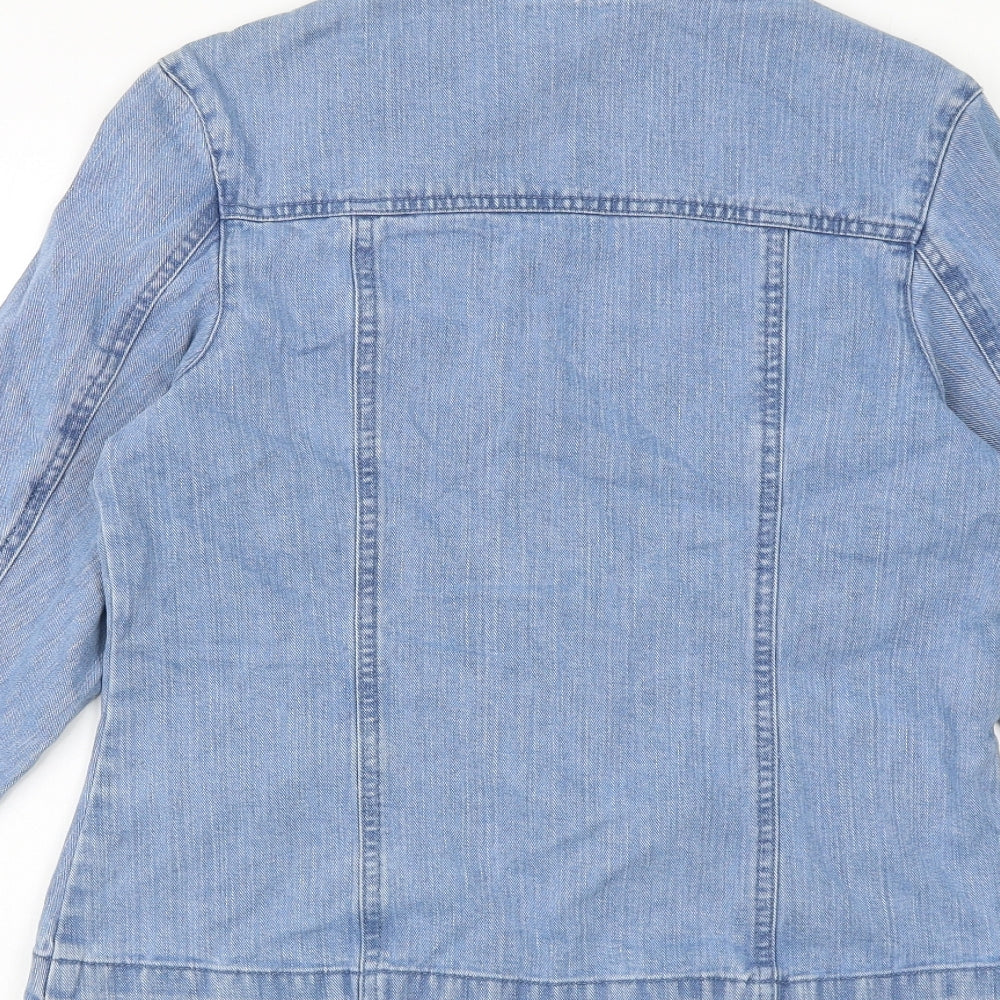 EWM Womens Blue Jacket Blazer Size 10 Button