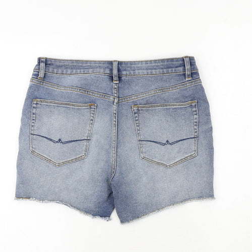 ASOS Mens Blue Cotton Chino Shorts Size 32 in Regular Zip - Cut Off