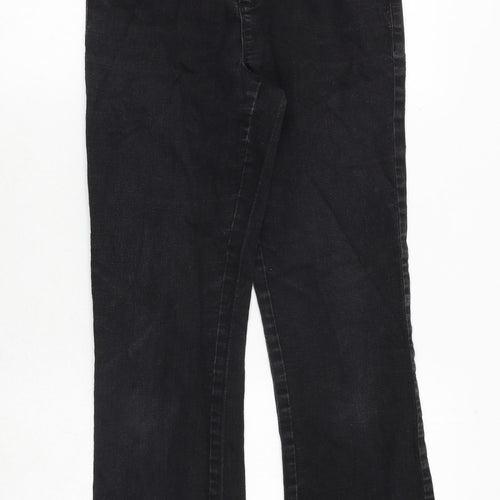 Dorothy Perkins Womens Black Cotton Bootcut Jeans Size 8 Regular Zip