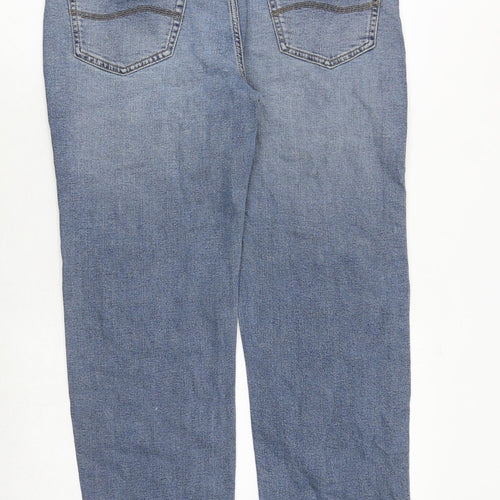 Marks and Spencer Mens Blue Cotton Straight Jeans Size 34 in L31 in Regular Zip