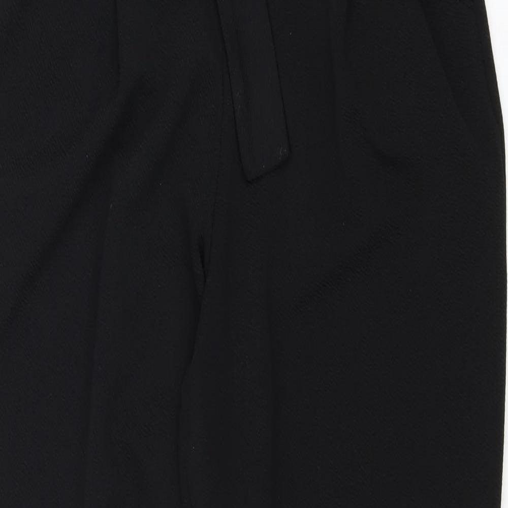 Select Womens Black Polyester Trousers Size 8 Regular Tie