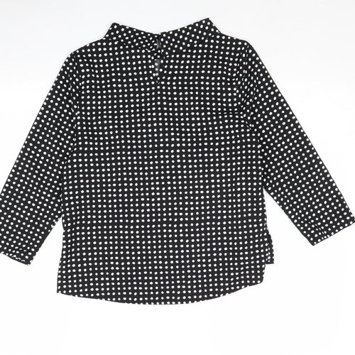 Dunnes Stores Womens Black Polka Dot Polyester Basic T-Shirt Size 8 Round Neck