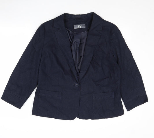 BHS Womens Black Linen Jacket Blazer Size 14