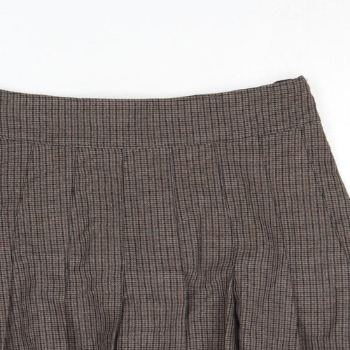 Abercrombie & Fitch Womens Brown Geometric Polyester Pleated Skirt Size M Zip