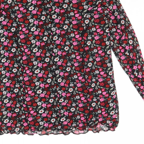 Marks and Spencer Girls Multicoloured Floral Polyester Basic T-Shirt Size 13-14 Years High Neck Pullover