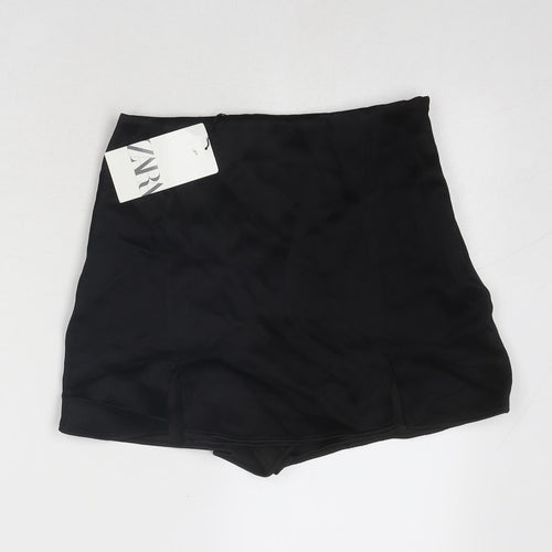 Zara Womens Black Viscose Skort Size S Zip