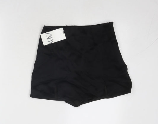 Zara Womens Black Viscose Skort Size S Zip