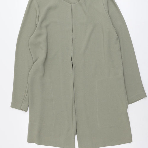 Marks and Spencer Womens Green Overcoat Coat Size 14 Hook & Eye