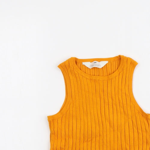H&M Girls Orange Viscose Basic Tank Size 10-11 Years Round Neck Pullover