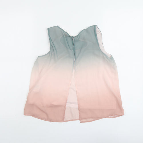 H&M Girls Pink Polyester Basic Tank Size 13-14 Years Round Neck Button