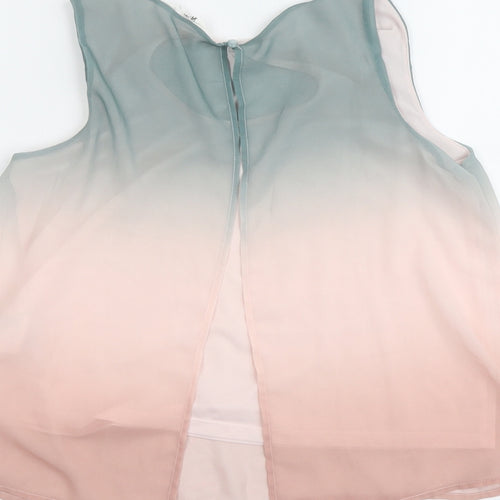 H&M Girls Pink Polyester Basic Tank Size 13-14 Years Round Neck Button